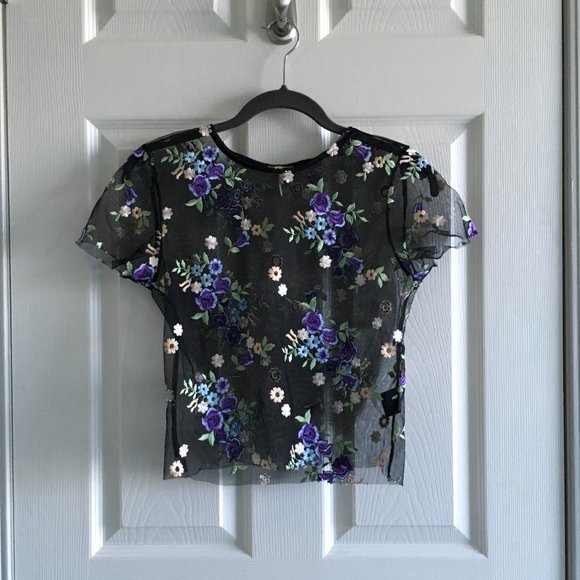 5 for $45 Kimchi Blue Embroidered Sheer Tee - Picture 4 of 8